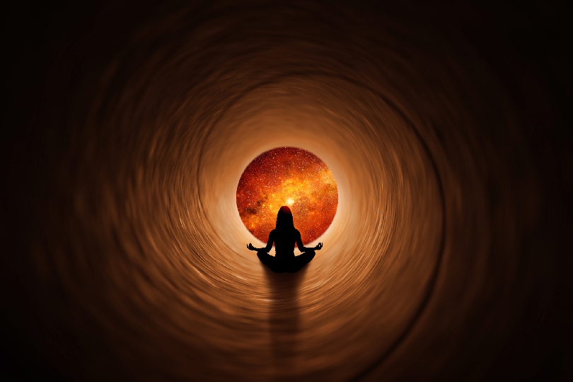 Image of a gentle stream of white light entering a figure (Deep Soul Cleansing and Energetic Alignment