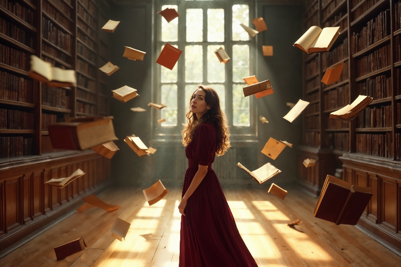 Image of a person standing in a library of light (Akashic Records Healing Andheri for Root Cause Resolution)